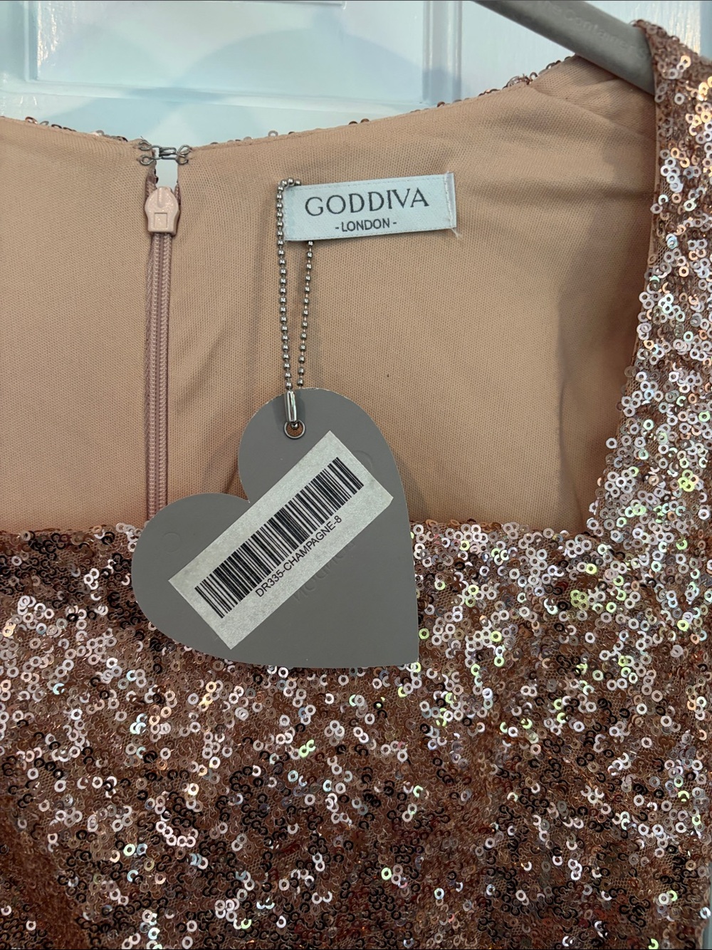Sequin Square-Neck Prom Gown in Rose Gold by Unknown - Picture 2 of 2